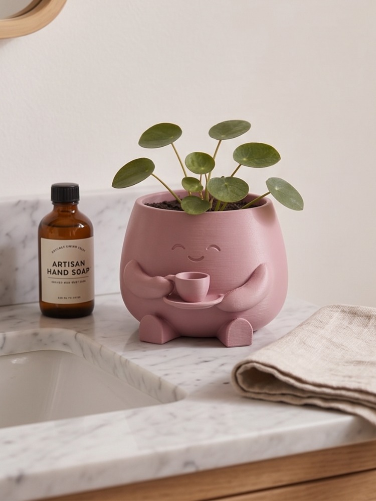 Barista Buddy Sevimli Karakter Tasarımlı Mini Sukulent ve Çiçek Saksısı