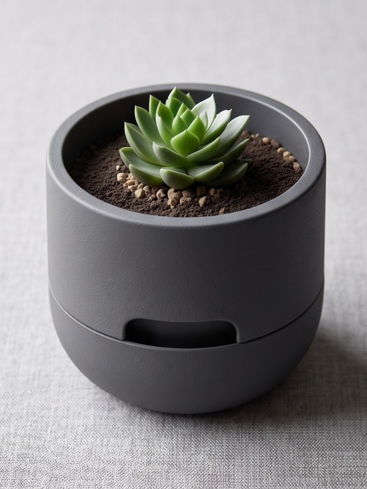 Akıllı Sulama Sistemli Modern Sukulent Saksısı - Self Watering Minimalist Tasarım