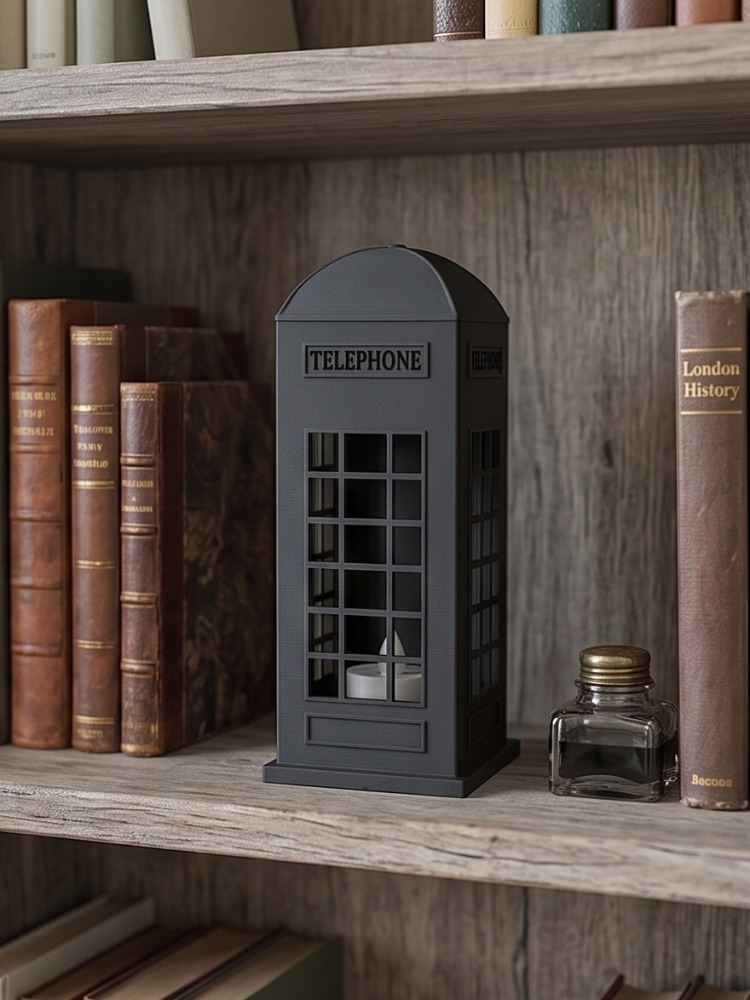 Nostaljik Londra Temalı Tealight Mum Tutucu - 3D Tasarım Dekoratif Obje
