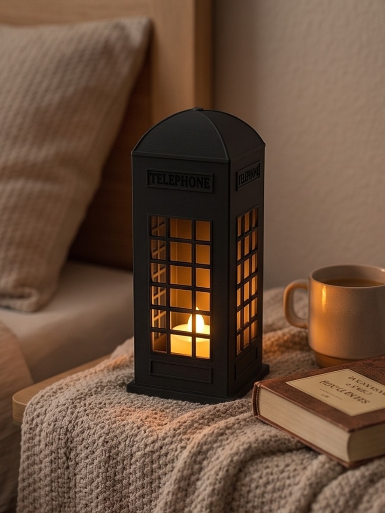 Nostaljik Londra Temalı Tealight Mum Tutucu - 3D Tasarım Dekoratif Obje
