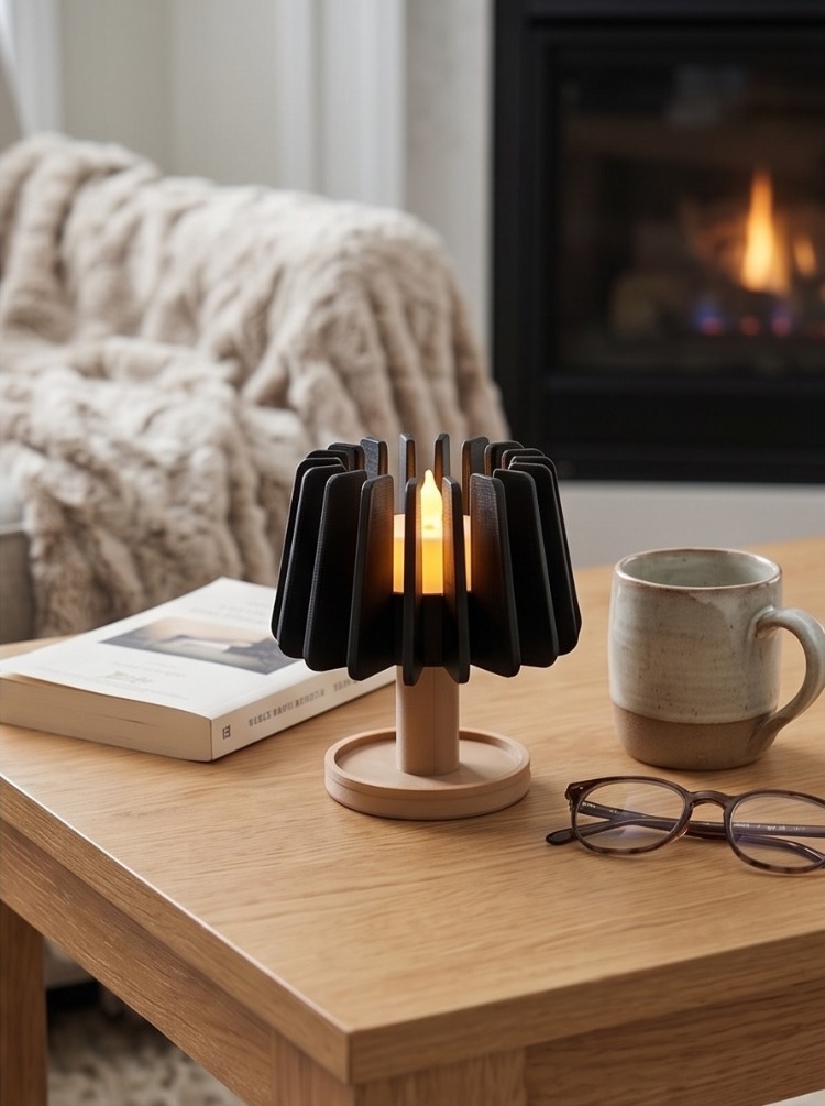 Modern Geometrik Tealight 2'li Mumluk Seti - Tealight Candle Lamp Holder Snap Together