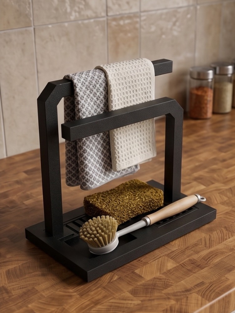 Lavabo Düzenleyici Organizer - Bez Askılı ve Su Tahliye Tepsili Mutfak Seti