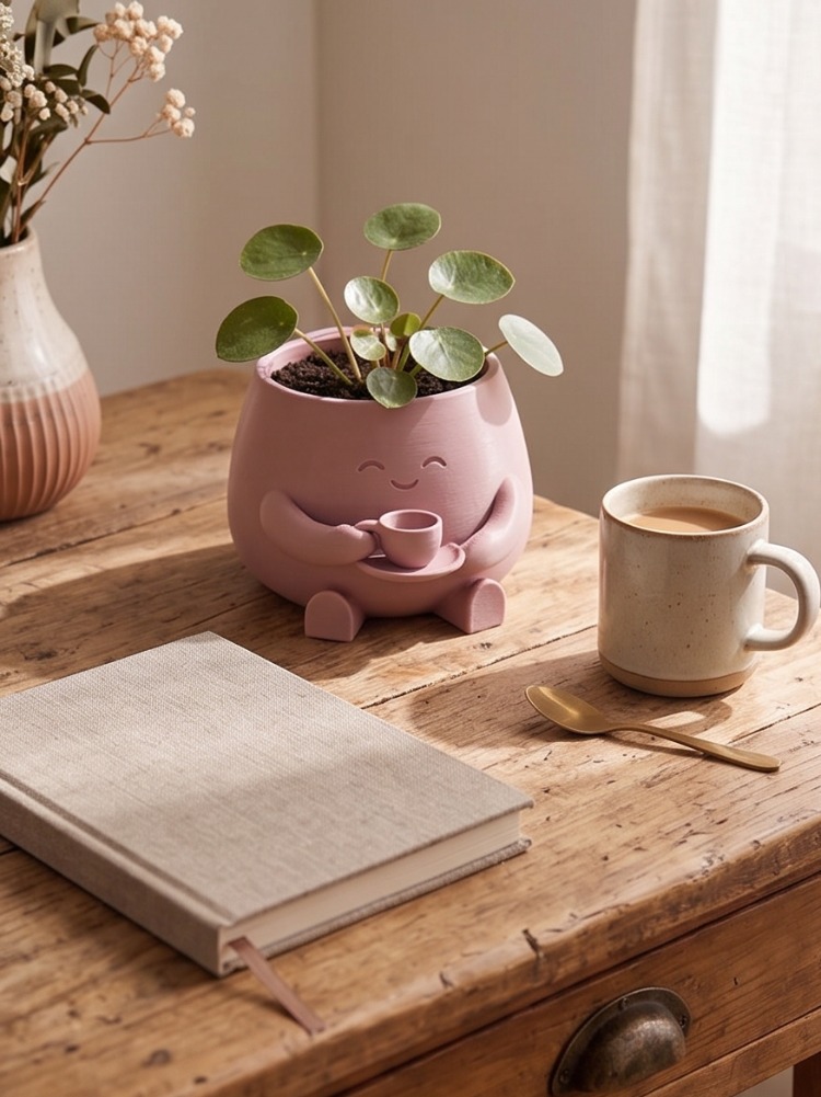 Barista Buddy Sevimli Karakter Tasarımlı Mini Sukulent ve Çiçek Saksısı