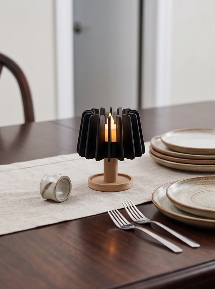 Modern Geometrik Tealight 2'li Mumluk Seti - Tealight Candle Lamp Holder Snap Together