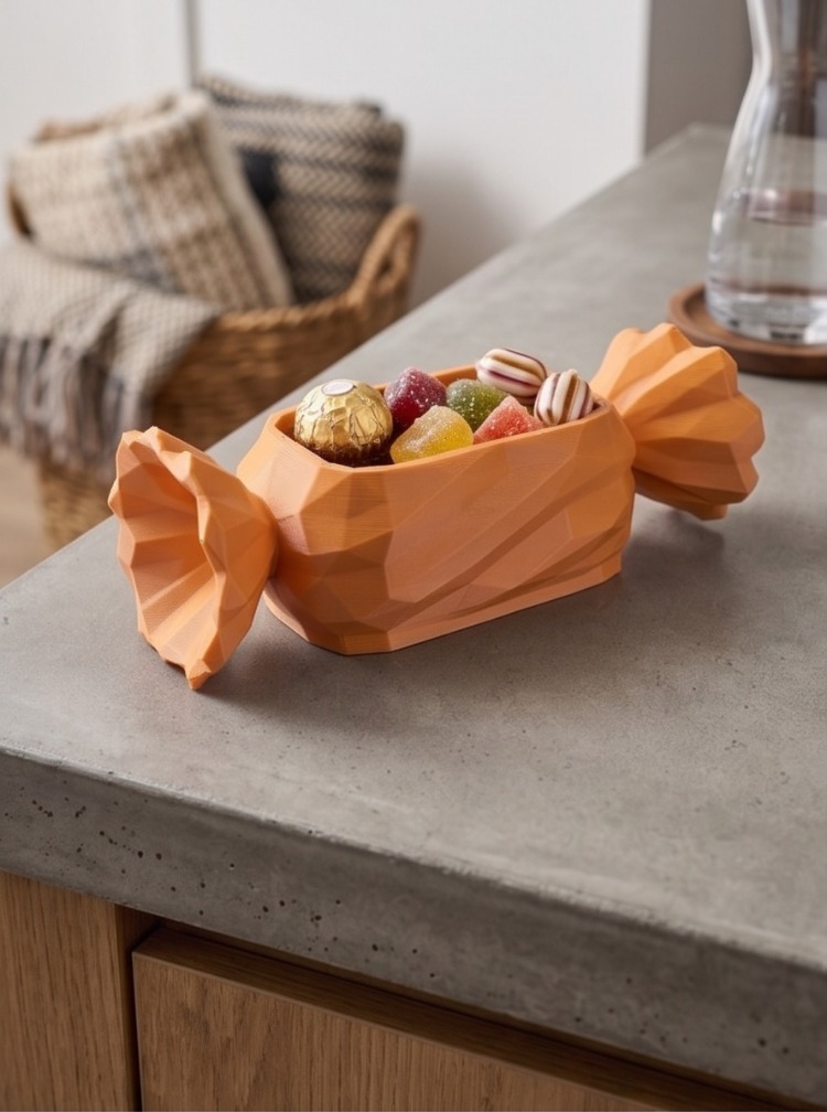 Bayram Şekeri Tasarımlı Dekoratif Şekerlik - Nostaljik İkram Kutusu - Candy Wrapper Box