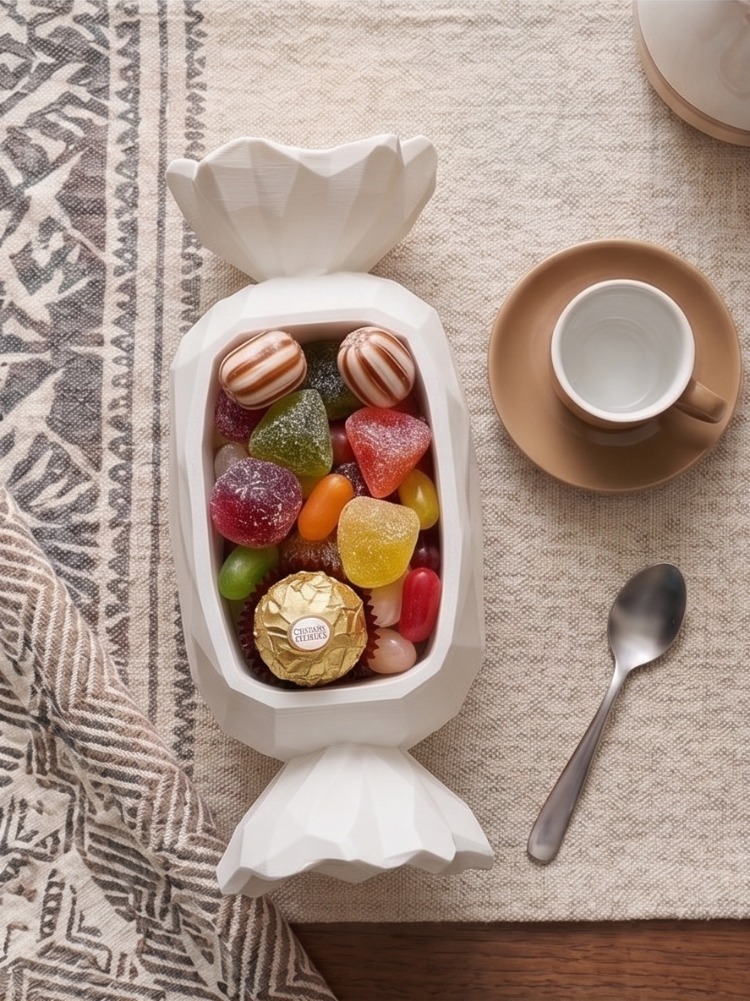 Bayram Şekeri Tasarımlı Dekoratif Şekerlik - Nostaljik İkram Kutusu - Candy Wrapper Box