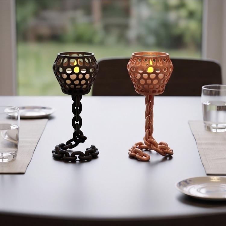 Zincir Tasarım Modern Şamdan - Chain Candle Holder