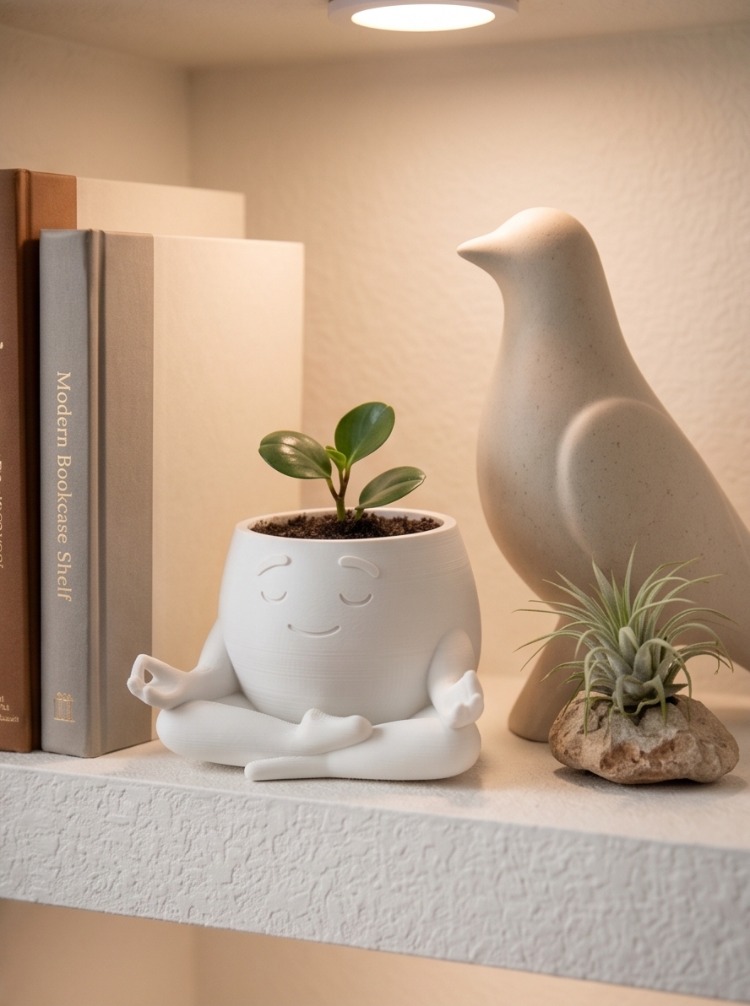Zenny Meditasyon Yapan Karakter Saksı ve Vazo
