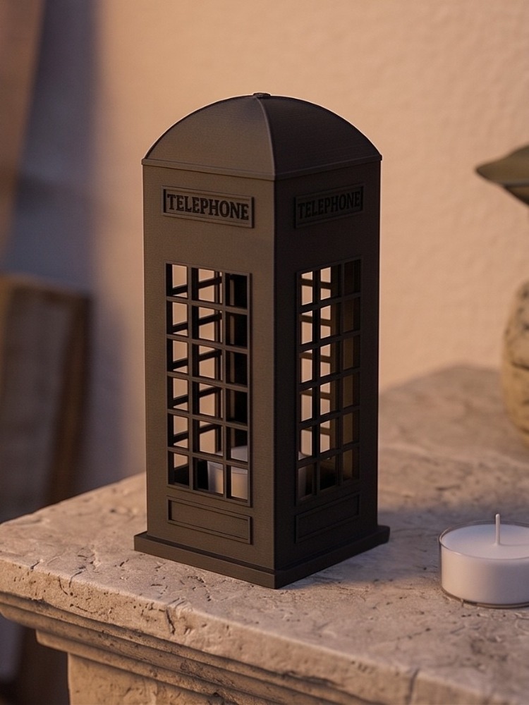 Nostaljik Londra Temalı Tealight Mum Tutucu - 3D Tasarım Dekoratif Obje