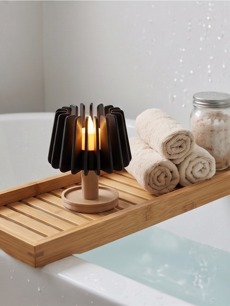 Modern Geometrik Tealight 2'li Mumluk Seti - Tealight Candle Lamp Holder Snap Together