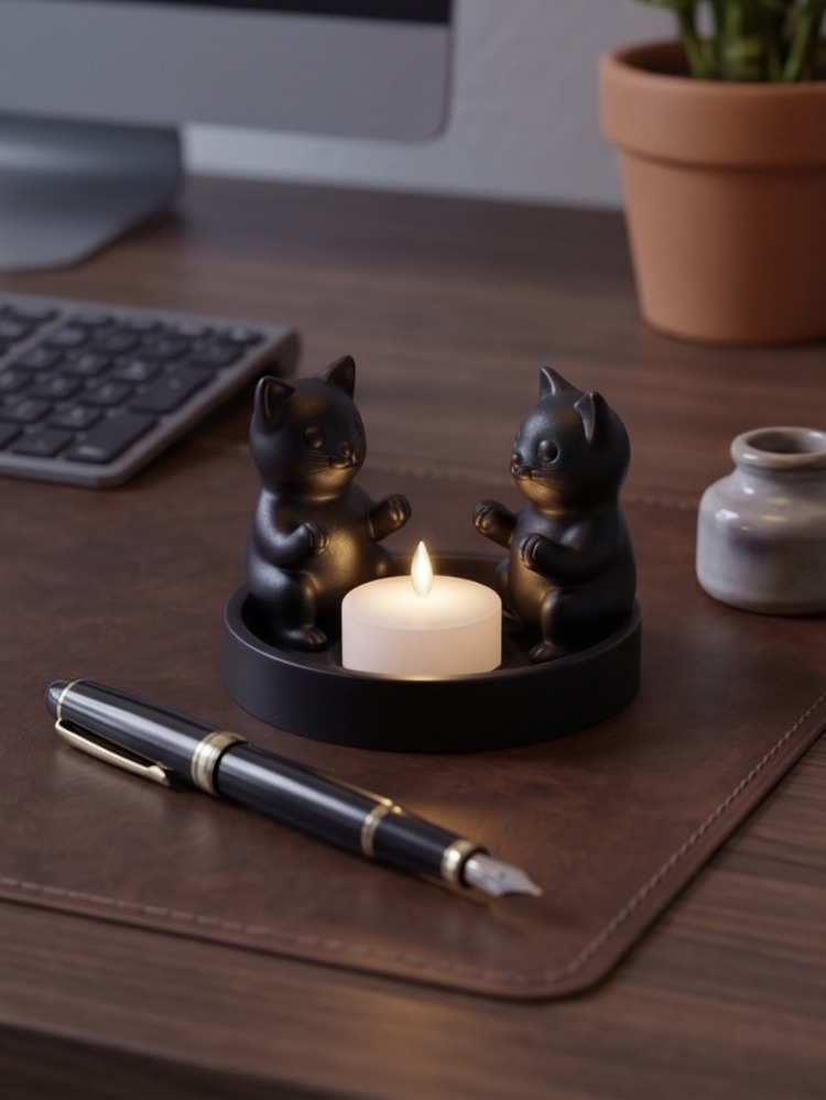 Mistik Kedi Figürlü Tealight Mum Tutucu