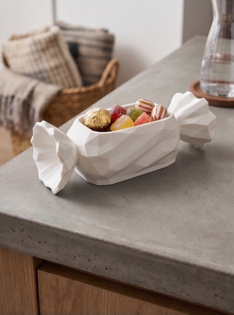 Bayram Şekeri Tasarımlı Dekoratif Şekerlik - Nostaljik İkram Kutusu - Candy Wrapper Box
