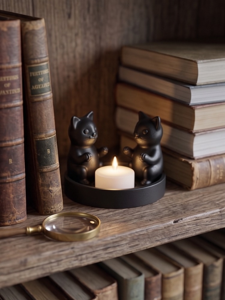 Mistik Kedi Figürlü Tealight Mum Tutucu