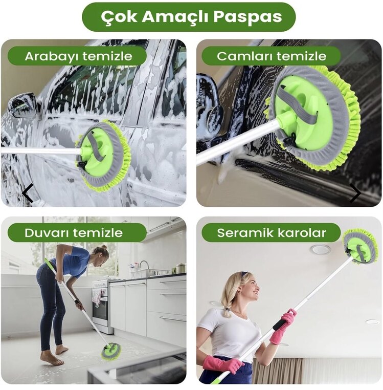 ARAÇ YIKAMA MOP +1 yedek başlık hediyeli