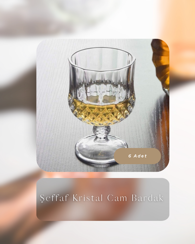 Şeffaf 6 lı Kristal Cam Bardak Kısa Boy