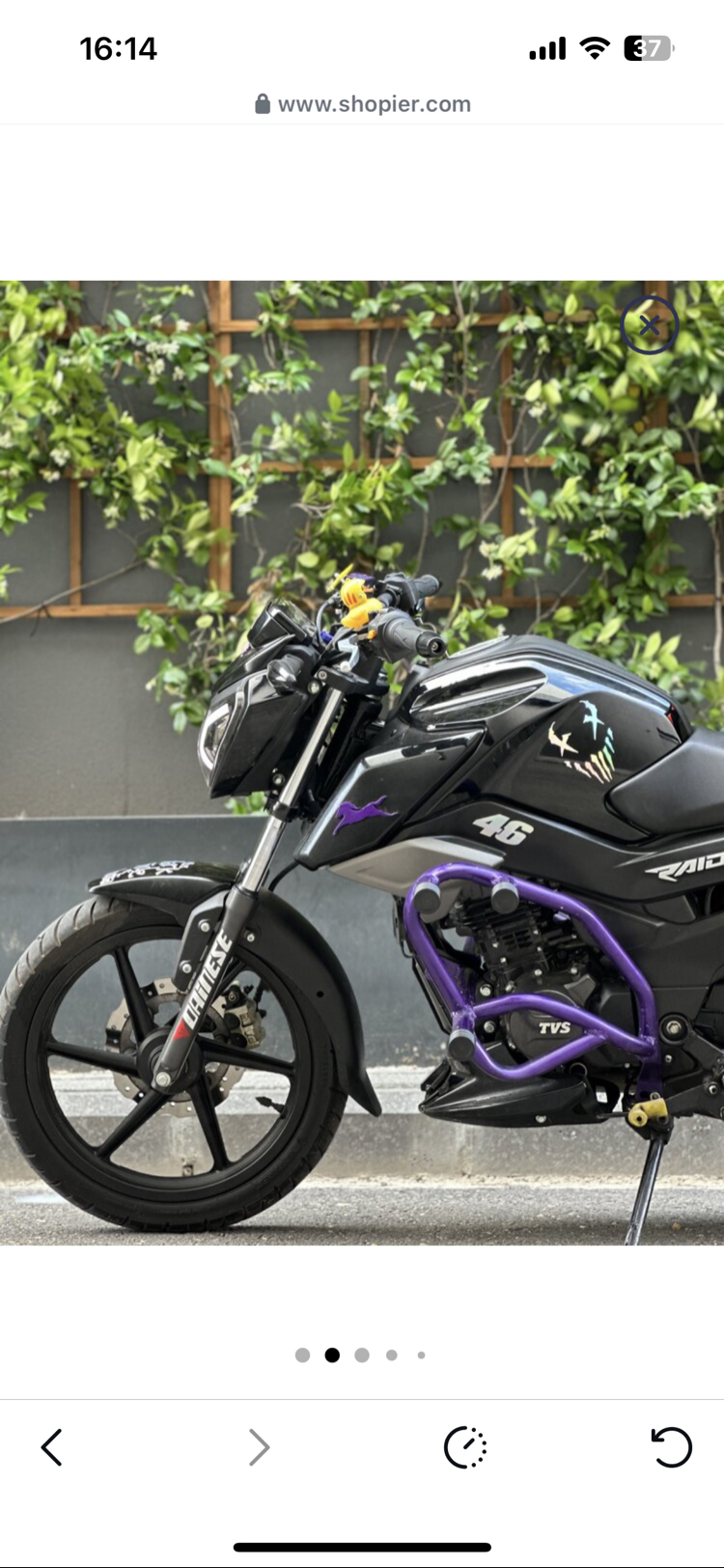 TVS RAİDER KİŞİYE ÖZEL METALİK MOR ÖN ARKA KORUMA DEMİRİ 