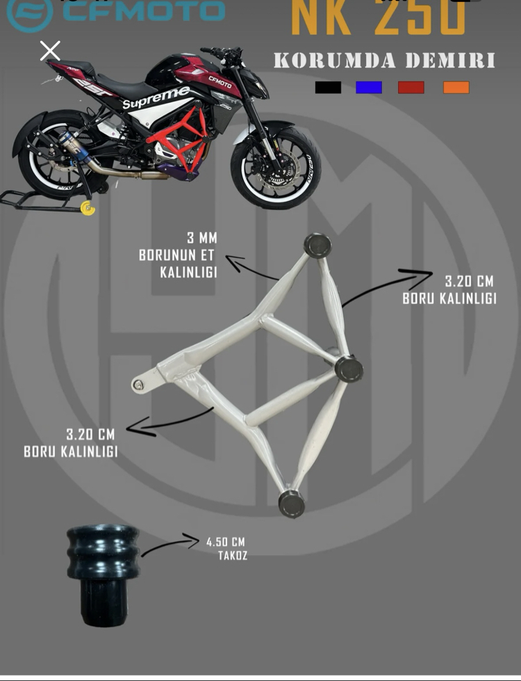 CF MOTO NK 250 ÖN KORUMA DEMİRİ 3 TAKOZLU 