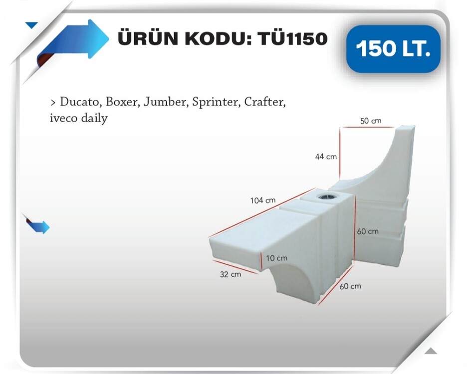 tekerlek ustu 150 litre karavan temiz su deposu