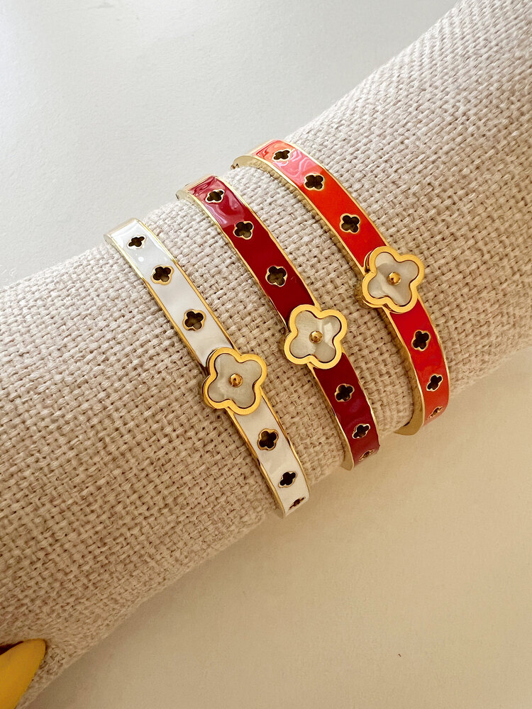 Renkli Yonca Detaylı Çelik Kelepçe✨