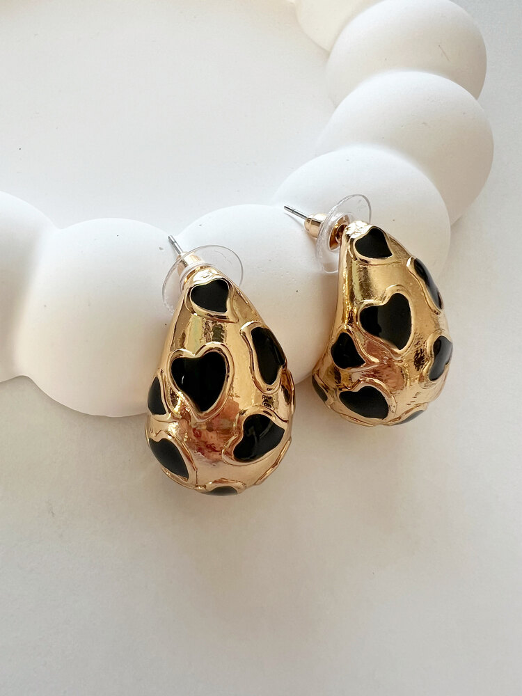 Su Damlası Kalp Detaylı Gold Küpe✨