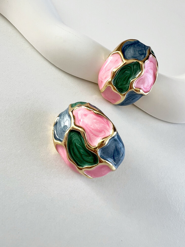  Renkli oval küpe✨