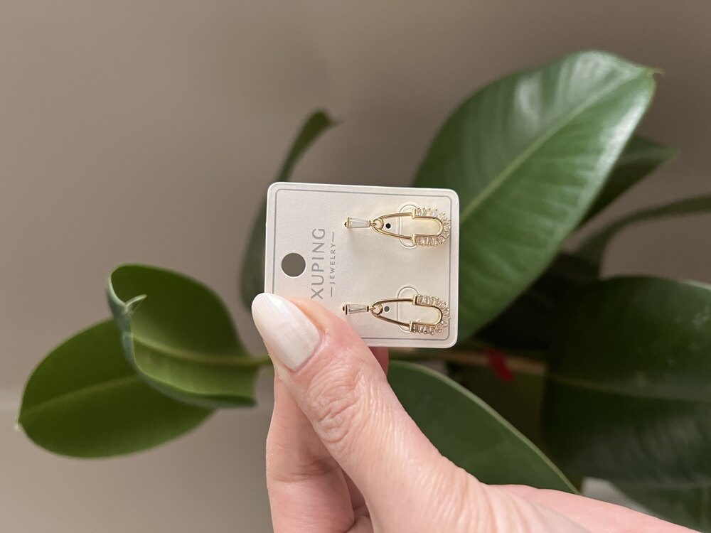 14k Çengelli İğne Taşlı küpe✨
