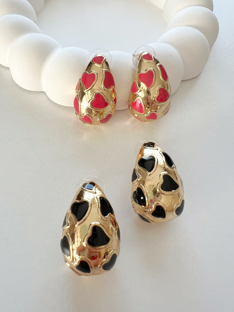 Su Damlası Kalp Detaylı Gold Küpe✨