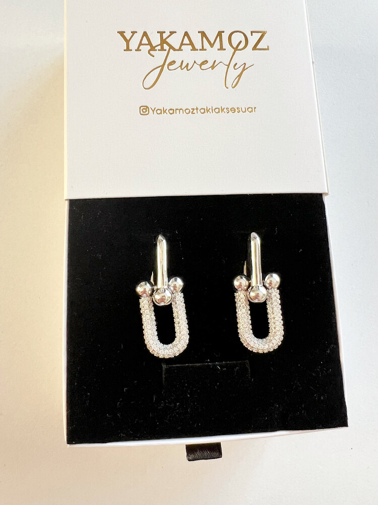 Silver taşlı küpe✨
