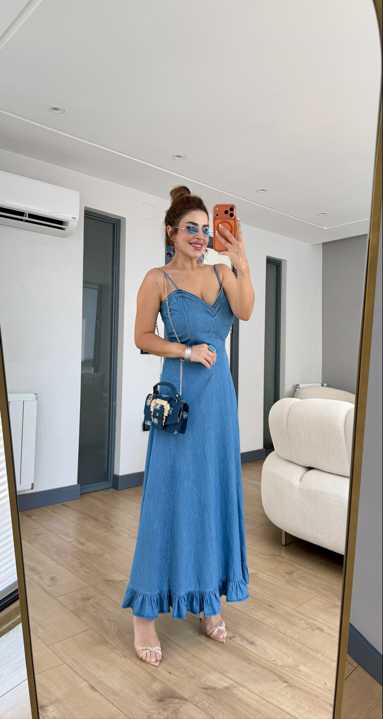 Tensel jean elbise