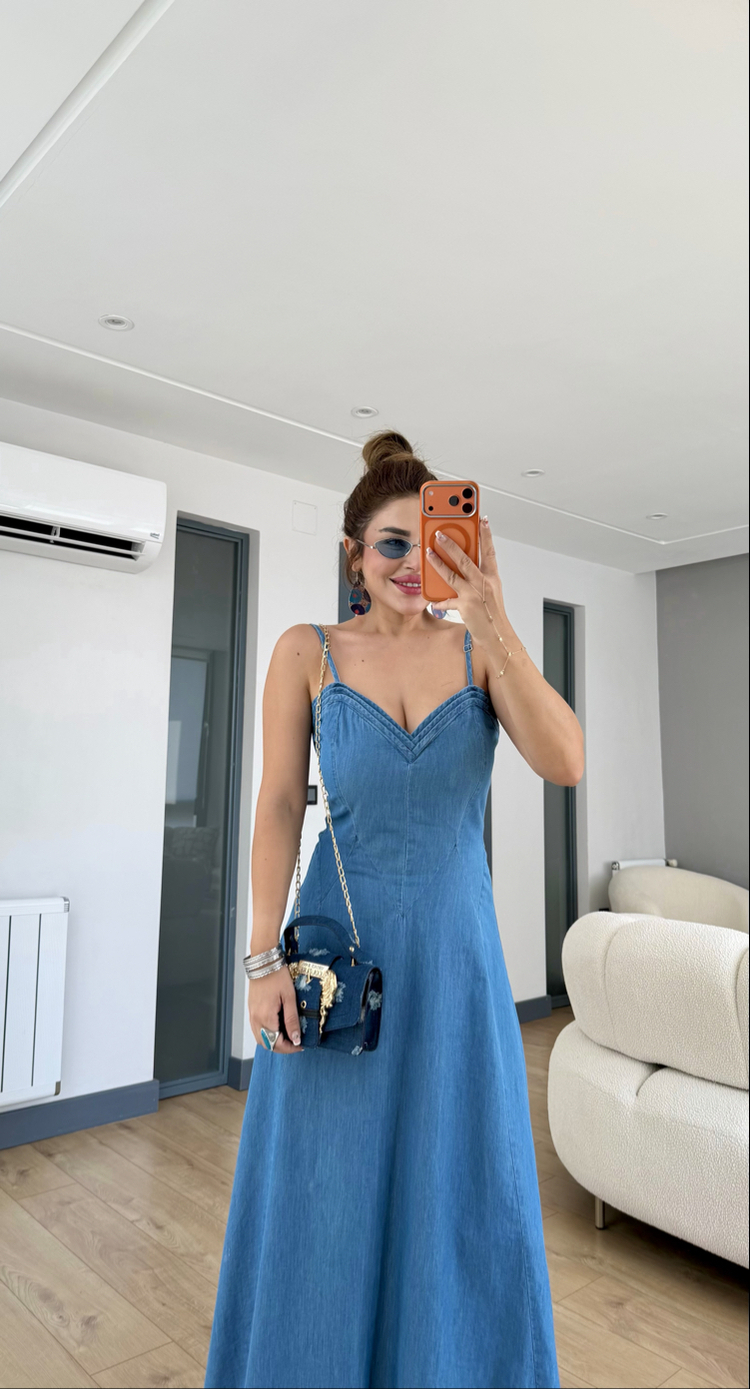 Tensel jean elbise