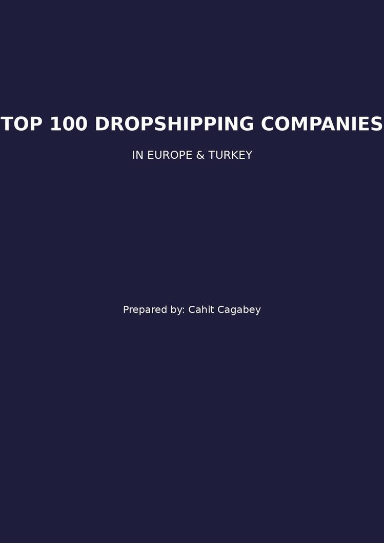 Avrupa ve Türkiye'deki En İyi 100 Dropshipping Firması E-BOOK