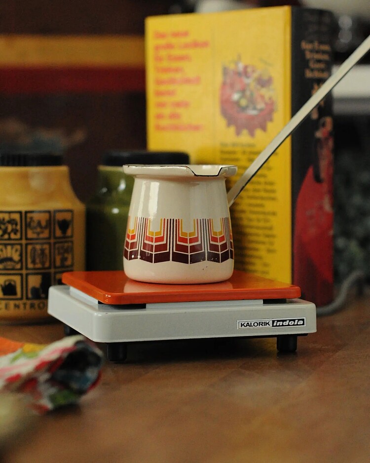Vintage Mini Elektrikli Emaye Ocak 