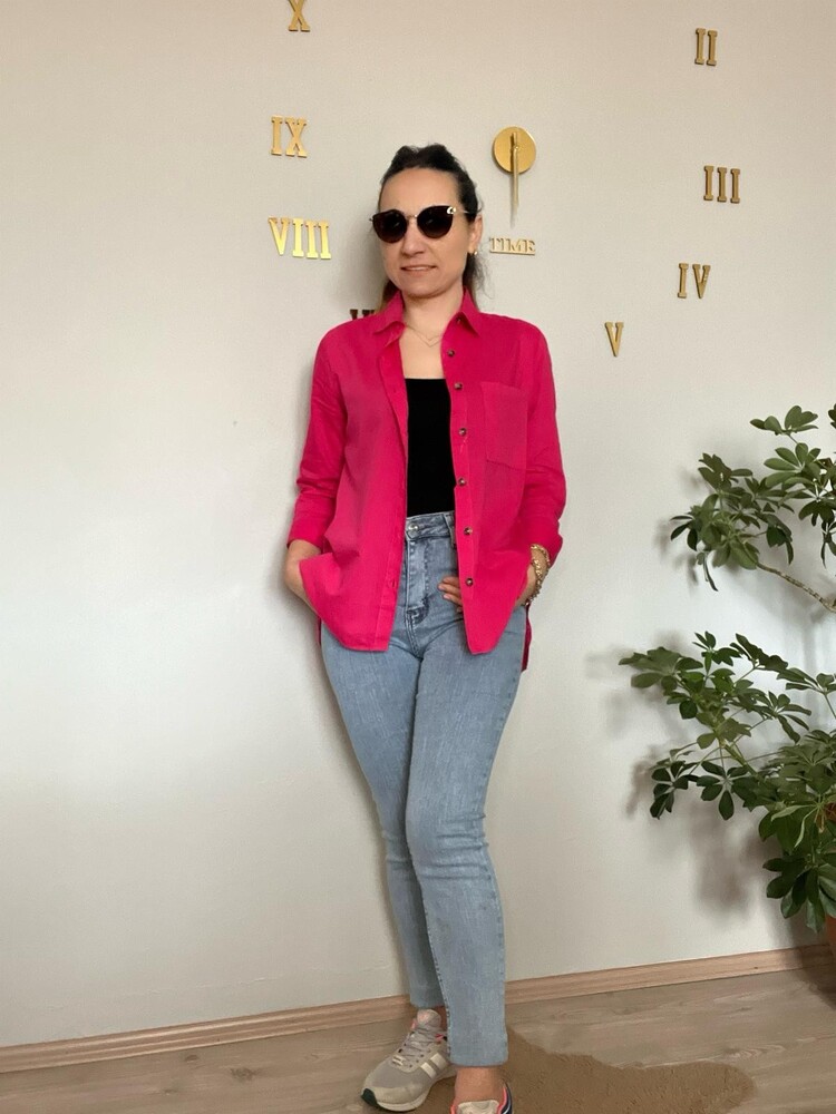 TAM 5 RENK YAN DÜĞME DETAYLI KETEN GÖMLEK