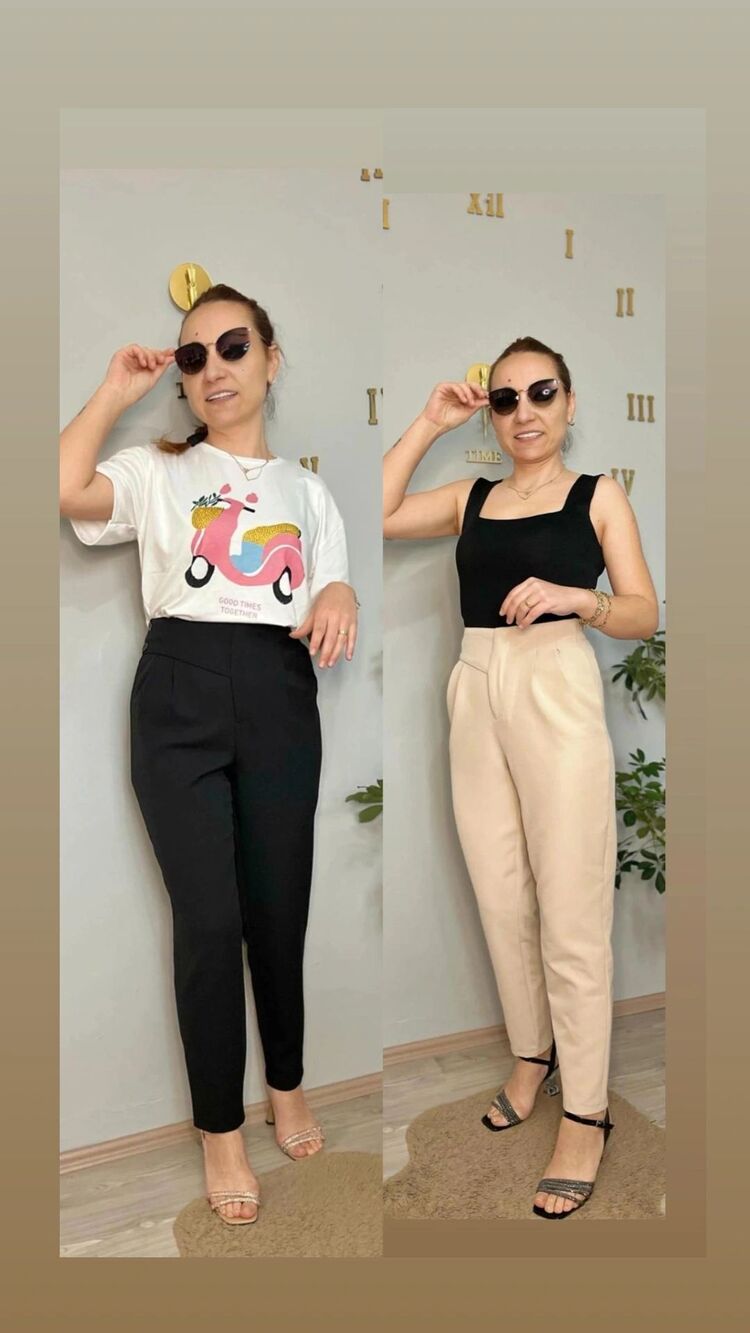 YAN DÜĞME DETAYLI KUMAŞ PANTOLON