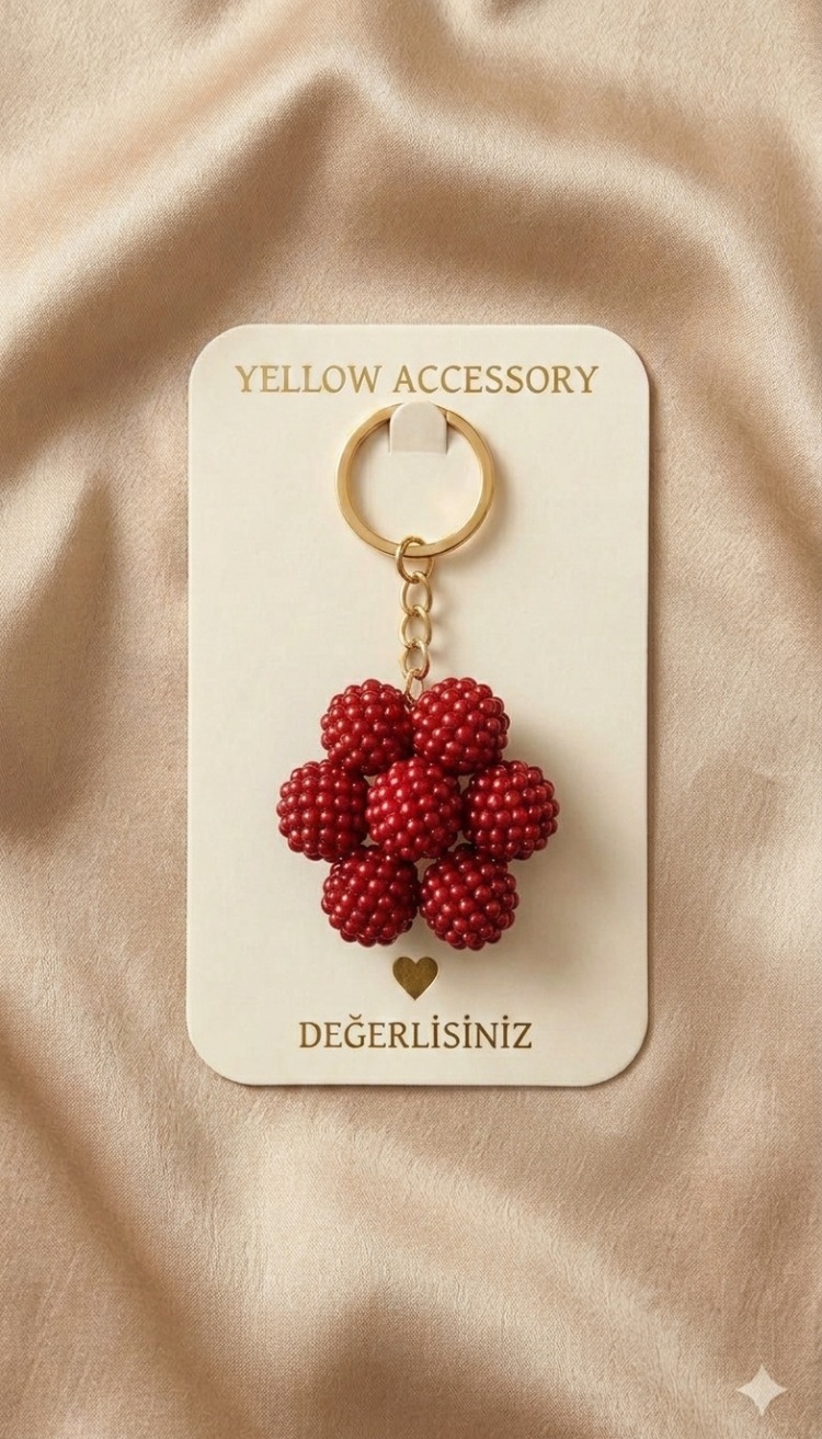 kırmızı böğürtlen hediyelik anahtarlık 50'li paket