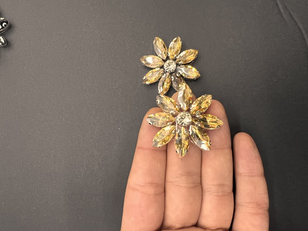 Taşlı Broş 50li Paket Gold Renk