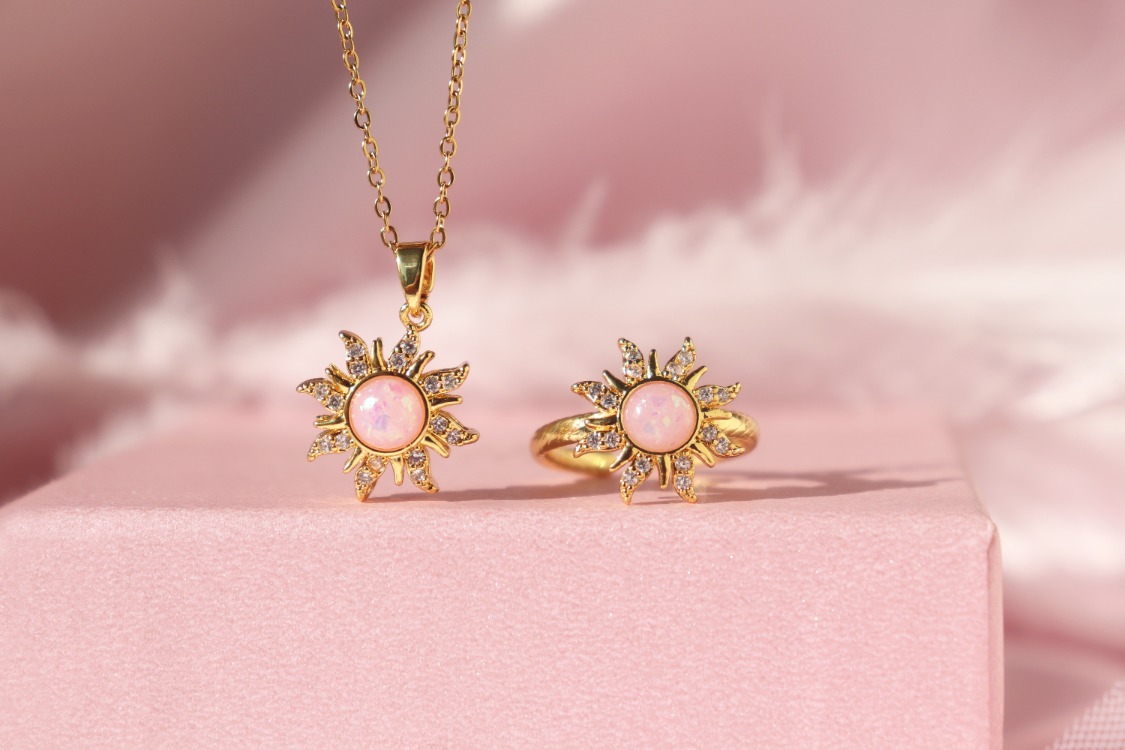 Rapunzel Opal Güneş Kolye & Yüzük Set