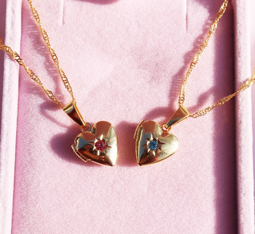 Pink-Blue Locket Kolye