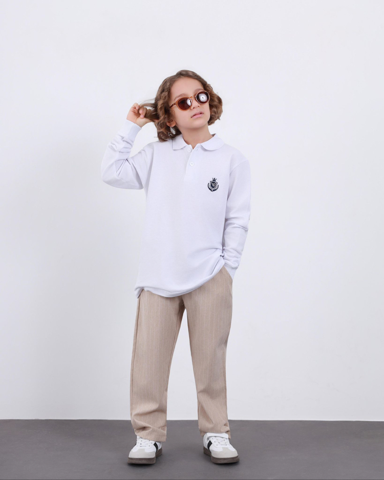 Yeni Sezon Lacoste- Bej Çizgili Pant