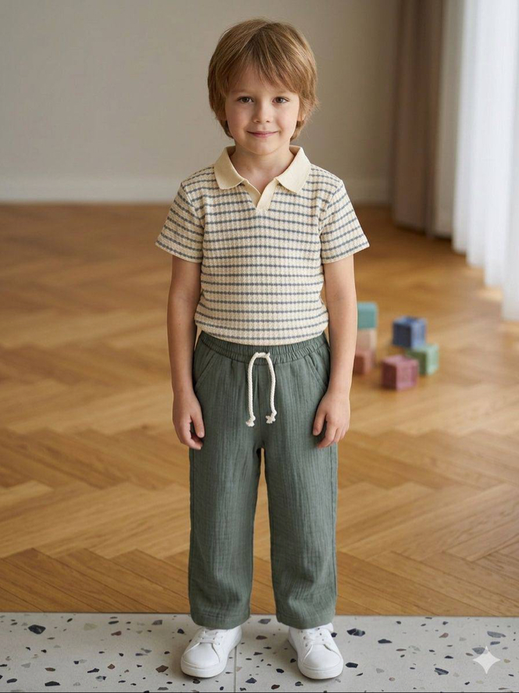 Yeşil Polo Yaka Müslin Takım Set