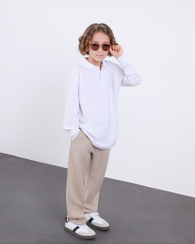 Yeni Sezon Lacoste- Bej Çizgili Pant