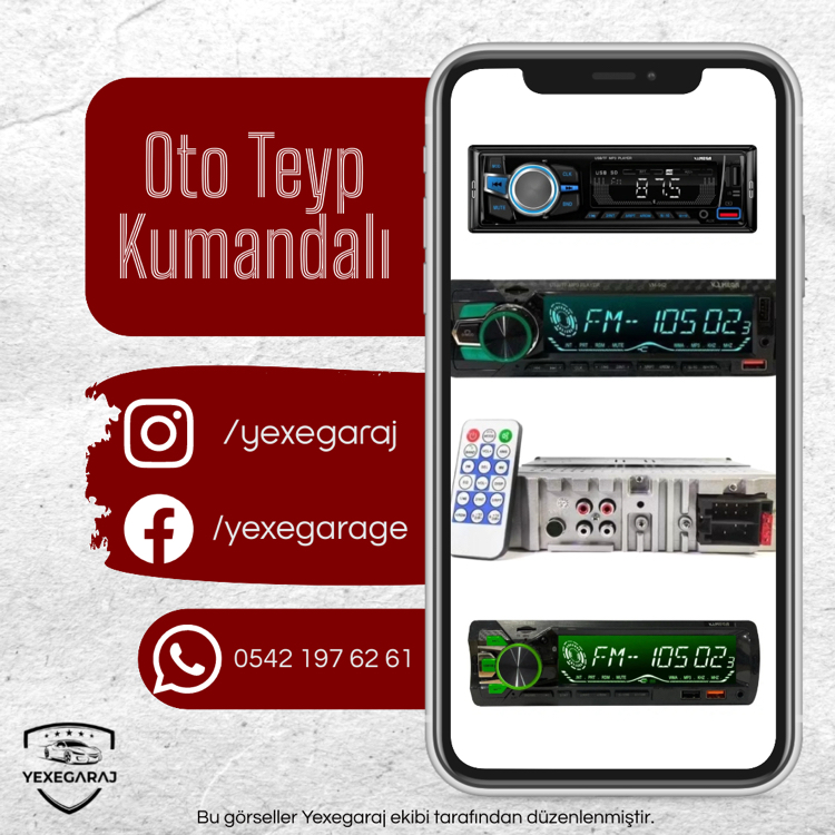 Oto Teyp Kumandalı USB/Bluetooth