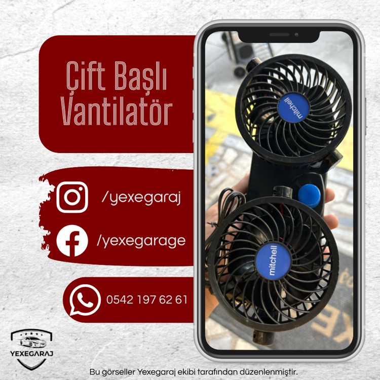 Benmax Çift Başlı Vantilatör 12V