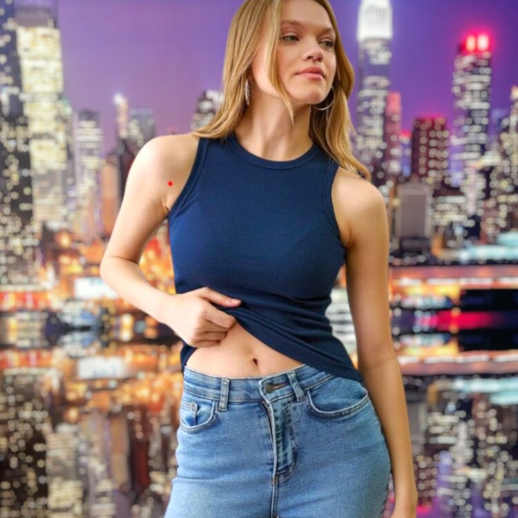Fit Lacivert Ribana Atlet-Crop