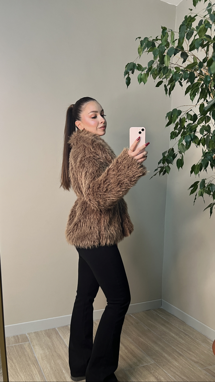 Kemerli Kürk Camel Renk