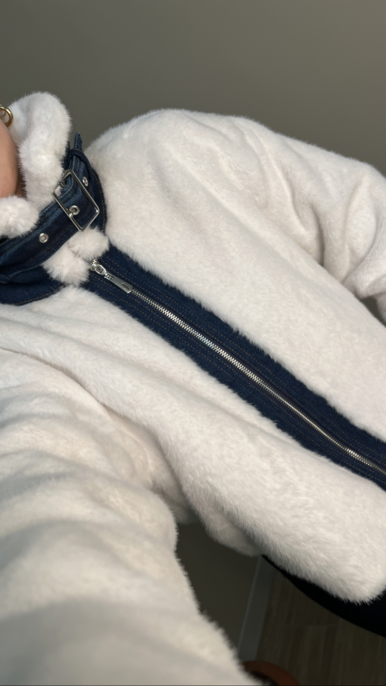 Krem Yumoş Jean Detaylı Mont