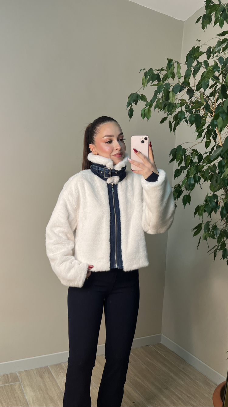 Krem Yumoş Jean Detaylı Mont