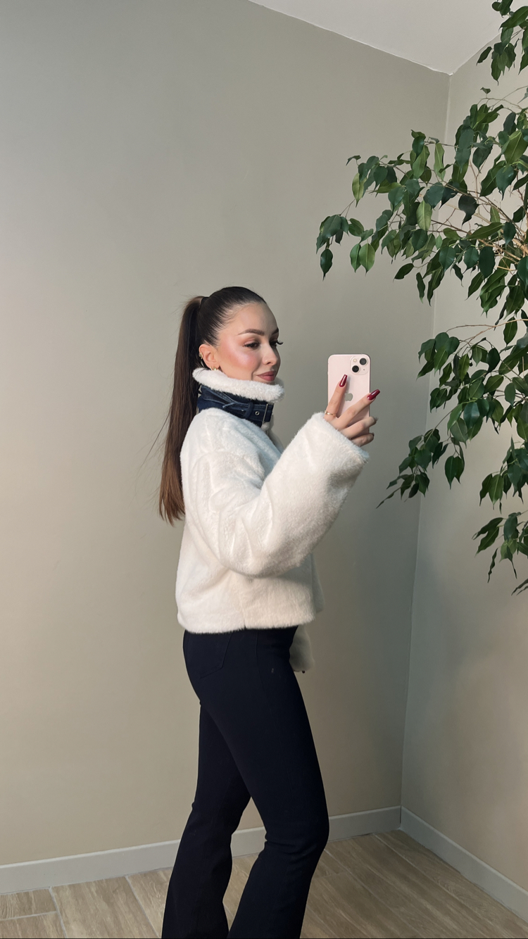 Krem Yumoş Jean Detaylı Mont