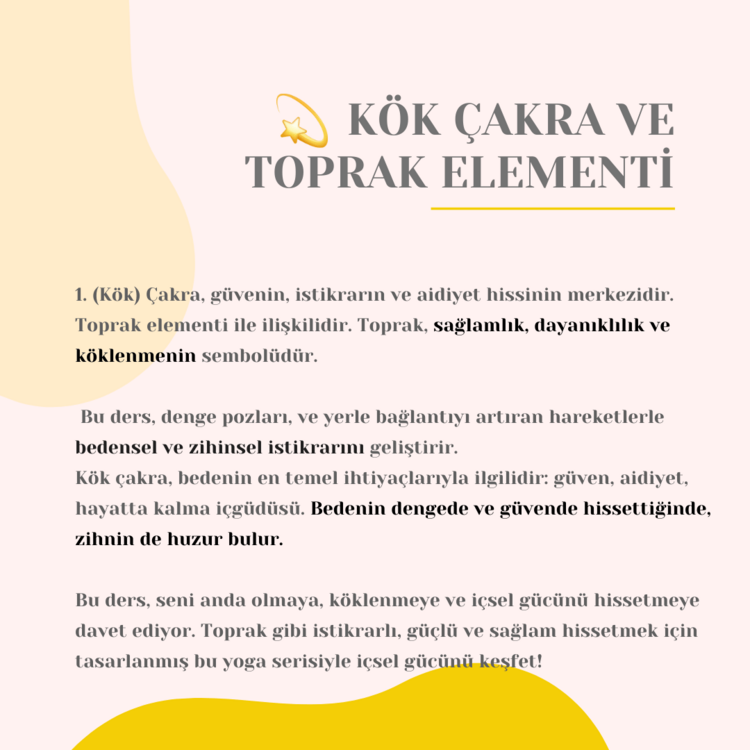 KÖK ÇAKRA YOGA-TOPRAK ELEMENTİ – Köklen