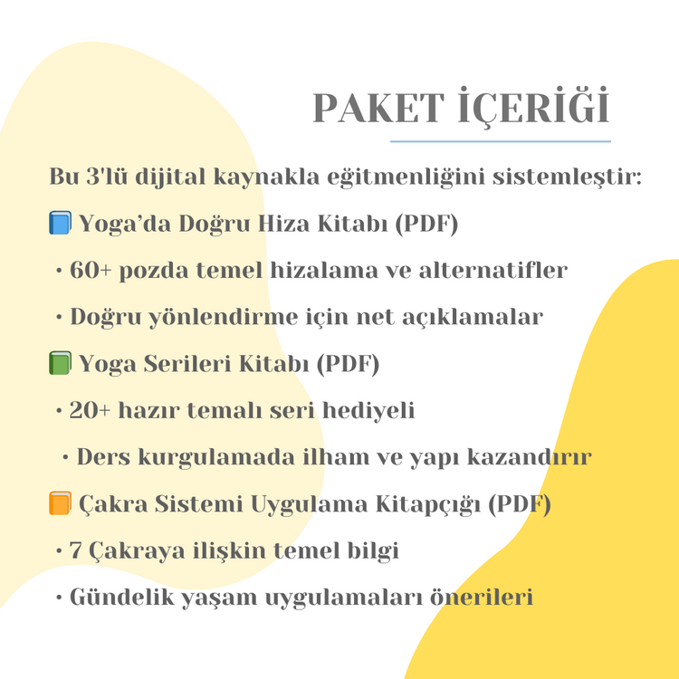 Yoga Eğitmen Paketi – Hiza + Seri + Çakra Kitapçığı